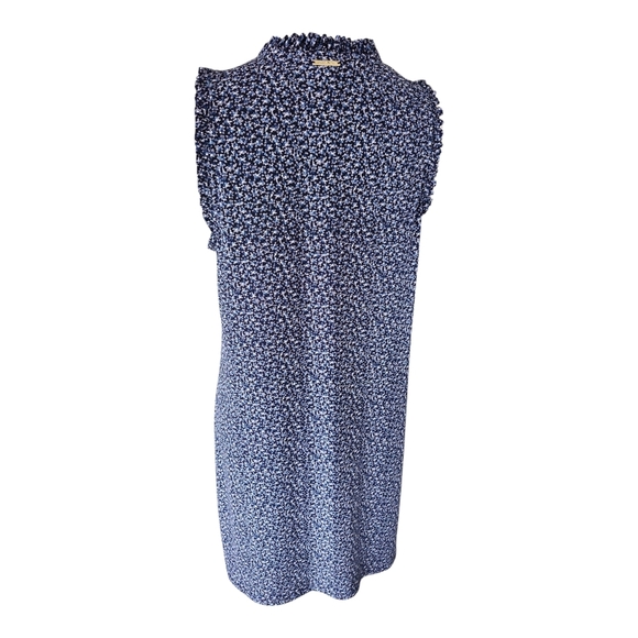 Michael Kors Navy Blue Floral Sleeveless Ruffle Midi Dress – Size L - Picture 5 of 11